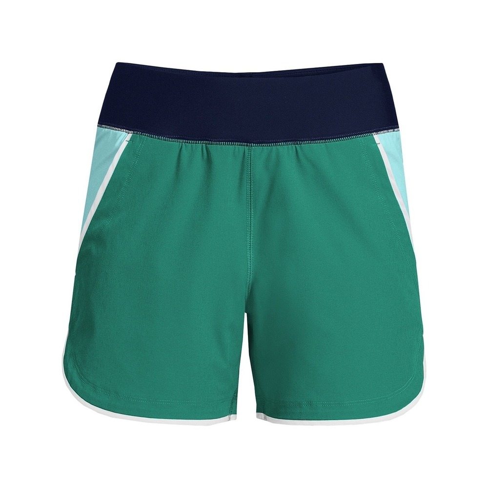 Lands' End Women's 14 LONG 5" Quick Dry Swim Cover-up Shorts Elastic Waist Boar